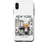 Custodia per iPhone XS Max New York City Teddy Bear with The Dumbo Manhattan Bridge