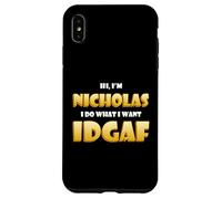 Custodia per iPhone XS Max Nicholas Costume IDGAF Funny Meme Halloween Costume For Nick