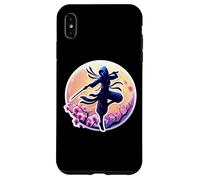 Custodia per iPhone XS Max Ninja Silhouette Moonlight Cherry Blossoms Giapponese Samurai