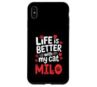 Custodia per iPhone XS Max Nome gatto Milo La vita è migliore con il mio gatto Milo