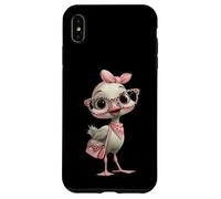 Custodia per iPhone XS Max Occhiali da ragazza con motivo leopardato rosa con pulcino e uccellino