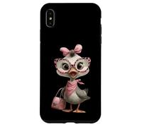 Custodia per iPhone XS Max Occhiali da ragazza con motivo leopardato rosa con pulcino e uccellino