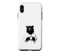 Custodia per iPhone XS Max Orso Burbero con Caffè Disegno Animale per Chi Ama il Caffè