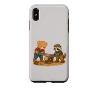 Custodia per iPhone XS Max Orso e procione segando il legno - Carini operai forestali