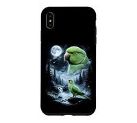 Custodia per iPhone XS Max Pappagallo indiano ringneck che ulula alla luna anni '90 retrò uccello