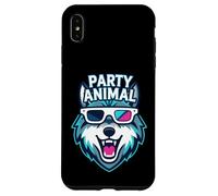 Custodia per iPhone XS Max Party Animal Wolf with 3D Glasses Funny Rave Graphic