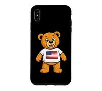 Custodia per iPhone XS Max Patriotic Teddy Bear USA Flag Illustration Graphic Cartoon