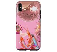 Custodia per iPhone XS Max Pink Preppy Disco Ball Gamberetti Martini Cocktail Estate Divertente