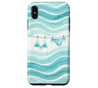 Custodia per iPhone XS Max Preppy Bikini Estate Costiera Onde Acquerello Spiaggia Vibes