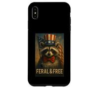 Custodia per iPhone XS Max Procione selvaggio e libero nel cappello a cilindro patriottico divertente 4 luglio