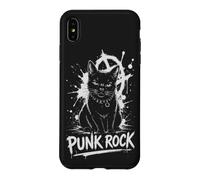 Custodia per iPhone XS Max Punk Rock Gatto Nero Felino Anarchia Ribelle Musica