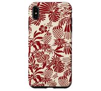 Custodia per iPhone XS Max Red Tropical Pineapple Palm Leaf Aloha Summer Pattern