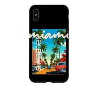 Custodia per iPhone XS Max Retro Miami Summer Palm Tree Street Classic Car Graphic