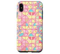 Custodia per iPhone XS Max Retro Pink and Yellow Geometric Floral Pattern Girly Pastel