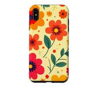 Custodia per iPhone XS Max Retro Vintage Motivo Floreale Arancione Boho Hippie Garden