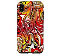 Custodia per iPhone XS Max Rosso Giallo Bianco Nero Fiamma Astratto Design Colorato