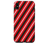 Custodia per iPhone XS Max Rosso Nero Bianco Linee Diagonali Strisce Geometriche