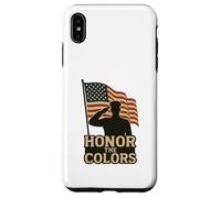 Custodia per iPhone XS Max Sagoma e bandiera patriottica 'Honor the Colors' Saluting