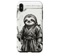 Custodia per iPhone XS Max Samurai Bradipo Guerriero Arte Giapponese con Flauto Giappone Zen