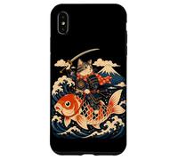 Custodia per iPhone XS Max Samurai Cat Equitazione Koi Anime Guerriero Giapponese Arte