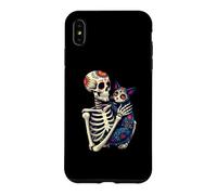 Custodia per iPhone XS Max Scheletro che abbraccia il gatto Sugar Skull Día los Muertos Cat Lovers