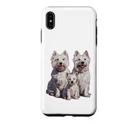 Custodia per iPhone XS Max Schizzo e disegno della famiglia dei cuccioli di Westie.