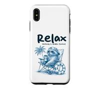 Custodia per iPhone XS Max Sedia da spiaggia Relax Raccoon Chilling con palma