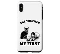 Custodia per iPhone XS Max She Touched Me First Cat Lover Pianta gattino divertente gatto