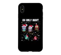 Custodia per iPhone XS Max Simpatici gufi di Natale in cappelli di Babbo Natale Oh Holy Owly Night