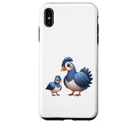 Custodia per iPhone XS Max Simpatico design blu con uccellino crestato genitore e giov