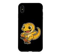 Custodia per iPhone XS Max Skateboard Gecko, cartone animato retrò
