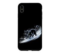 Custodia per iPhone XS Max Snowboard Cat Kitty on Snowboard Inverno Snow Blue Cat