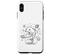 Custodia per iPhone XS Max Sorridente delfino esploratore cosmico con pianeti e stelle
