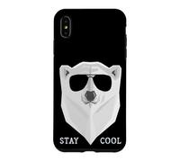 Custodia per iPhone XS Max Stay Cool - Occhiali da sole con scritta in inglese "Polar Bear", con scritta "