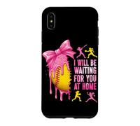 Custodia per iPhone XS Max Ti aspetterò a casa Partita di softball Coquette Bow