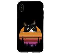 Custodia per iPhone XS Max Tuxedo Cat Retro 70s Sunset Vintage Cat Lover