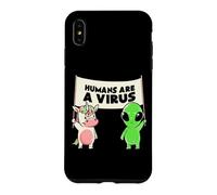 Custodia per iPhone XS Max Umani e un virus Alien & Cow Cute Buddies Banner EduEly
