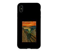 Custodia per iPhone XS Max Un alieno verde nell'urlo di Edvard Munch UFO alieno divertente