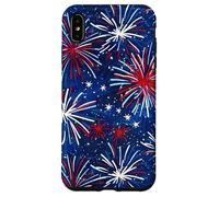 Custodia per iPhone XS Max USA Fireworks Pattern Patriottico Rosso Bianco Blu Celebrazione