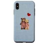 Custodia per iPhone XS Max Valentine Vintage Cute Teddy Bear Denim Nostalgico Minimal