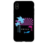 Custodia per iPhone XS Max Vaporwave Retro CHILL Vibes Delfino Tramonto Palma Delfino