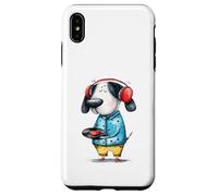 Custodia per iPhone XS Max Whimsical Dog Cuffie Vinile Record Music Amante