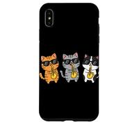Custodia per iPhone XS Max Whimsical Feline Saxophonist Group Jazz Cat Aesthetic