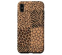 Custodia per iPhone XS Max Wild Safari Animal Patchwork Beige Pattern Collage