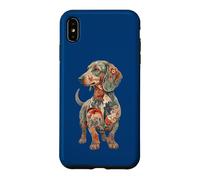 Custodia per iPhone XS Max Womens Girls Floral Multicolored Folk Art Dachshund Lover