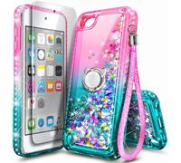 Custodia per iPod Touch 7, custodia per iPod Touch 6/5 con pellicola protettiva HD e anello di supporto per ragazze, donne e bambine, glitter