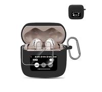 Custodia per JBL Tour PRO 3 Wireless Headphones (con 2 pellicole protettive per lo schermo), custodia morbida in silicone, delicata sulla pelle, con moschettone, protezione completa, colore nero