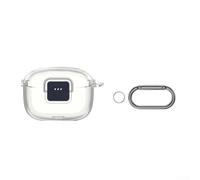 Custodia per JBL Tune Buds 2, custodia protettiva antiurto in TPU robusta con moschettone, protezione integrale (trasparente)