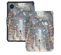 Custodia per Kobo Clara Colour/Clara BW/Kobo Clara 2E eReader 6 pollici, Reading Girl Premium in pelle PU custodia protettiva con Auto Sleep Wake, Magical Library