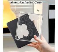 Custodia per Kobo, completamente bella, fresca e graziosa, con motivo floreale a linee bianche trasparenti, in materiale TPU trasparente anti-caduta, adatta per Kobo PianteTPU